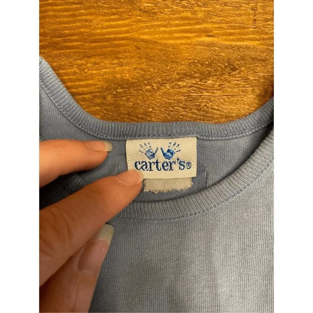 Carters vintage whale romper one piece blue baby boy